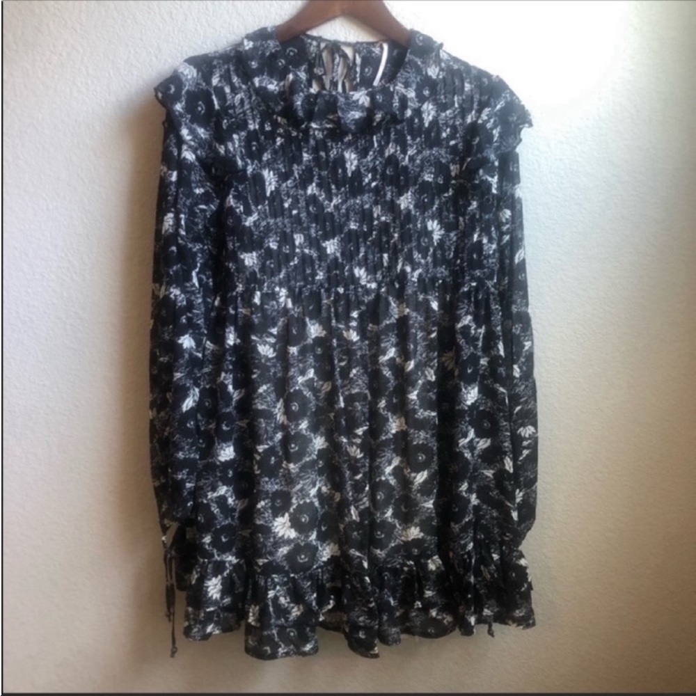 Free People floral black cream spring dress